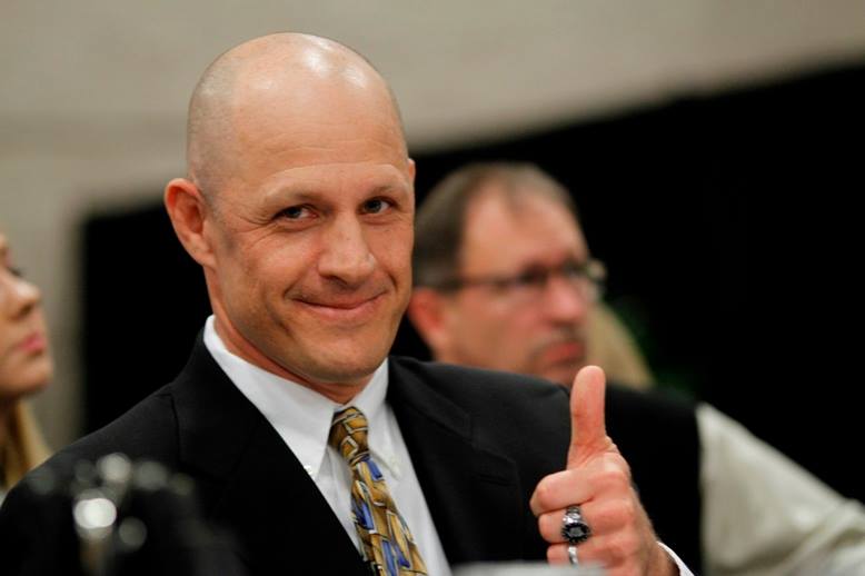 Kaukauna School District photo. On Friday, Oct. 31, 2014 at the Wisconsin Wrestling Coaches Association Clinic at the KI Center in Green Bay, Kaukauna Head Coach Jeff Matczak was inducted in the George Martin Wrestling Hall of Fame. Coach Matzcak was one of four inductees for the class of 2014.