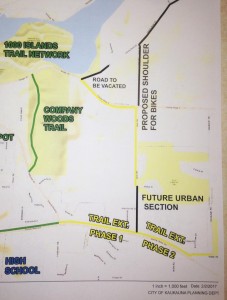 City of Kaukauna map from Feb. 2017 of the proposed extension to the CE Trail. 