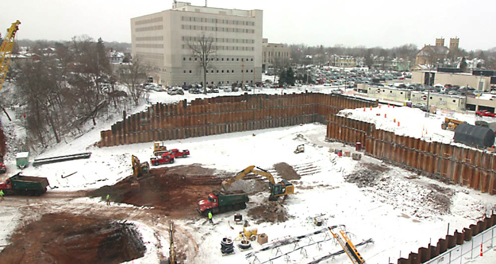 Progress continues in March 2017 on the Fox Cities Exhibition Center. FCEC phot