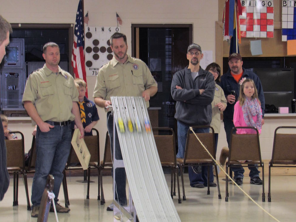 Kaukauna Cub Scout Pack 3104 held its pinewood derby race Saturday with more than 40 cars competing. Pack 3104 photo.