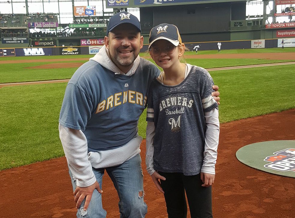 Kaukauna's Maitea Gerrits won the chance to have the first brat on opening day, April 3, 2017, at Miller Park.