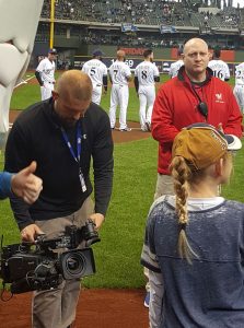 Kaukauna's Maitea Gerrits won the chance to have the first brat on opening day, April 3, 2017, at Miller Park.