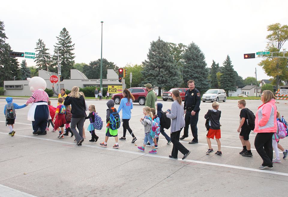 Students walk to school Oct. 5, 2016 during International Walk to School Day. KASD photo.