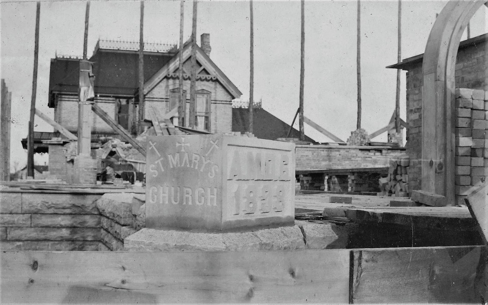 The corner stone for the new St. Mary's Church was set in 1898. Kaukauna Times photo.