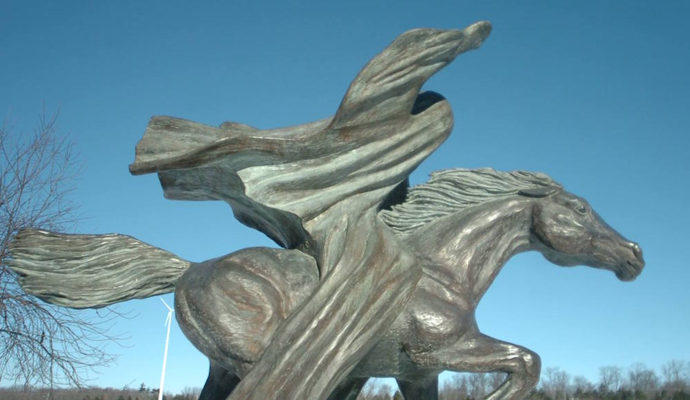 The Kaukauna Galloping Ghost statue in front of Kaukauna Area High School. KCN photo.