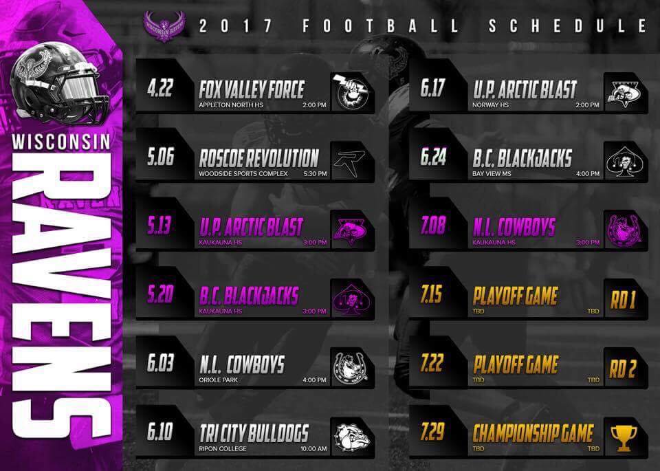 2017 Wisconsin Ravens schedule