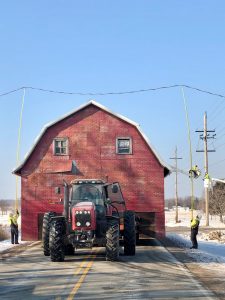 <em>Barn relocation, Dec. 19, 2019. Kaukauna Utilities photo.</em>