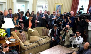 White House press pool. Photo by Pete Souza, The White House