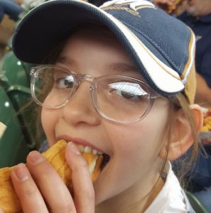 Kaukauna's Maitea Gerrits won the chance to have the first brat on opening day, April 3, 2017, at Miller Park.
