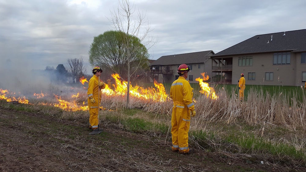 The Kaukauna Fire Department recently completed spring prescribed burns near Fieldcrest Drive in Kaukauna . KFD photo.
