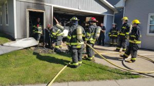 The Combined Locks Fire Department responds to a May 14, 2017 fire. KLFC photo