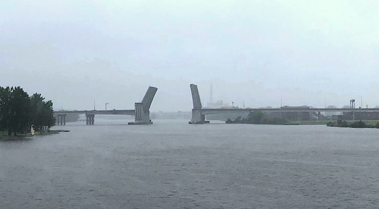 The Mason Street Bridge in Green Bay is stuck open