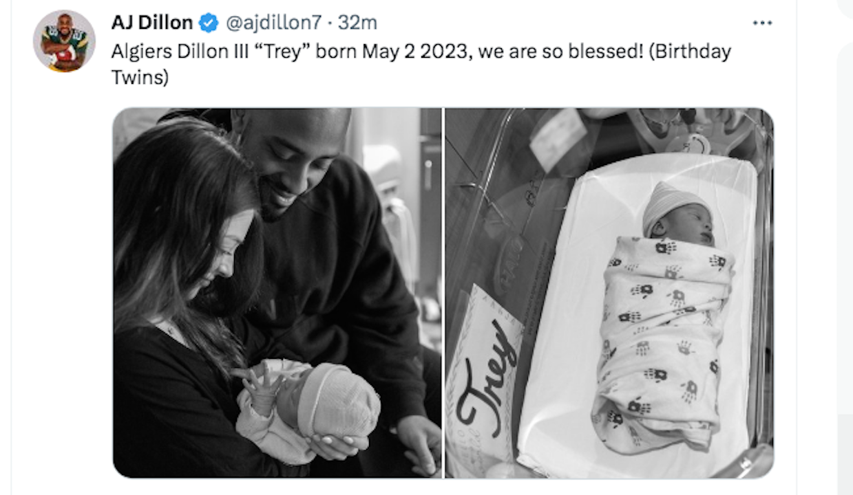 Packers running back AJ Dillon, wife Gabrielle expecting first child