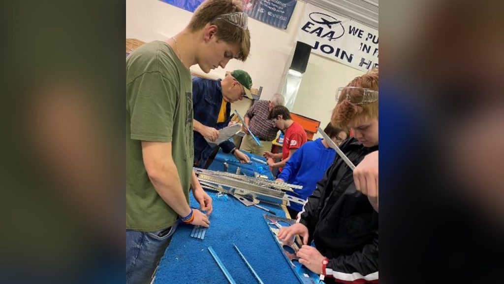 Chapter 252 Teen Aircraft Build participants at a Wednesday build session.