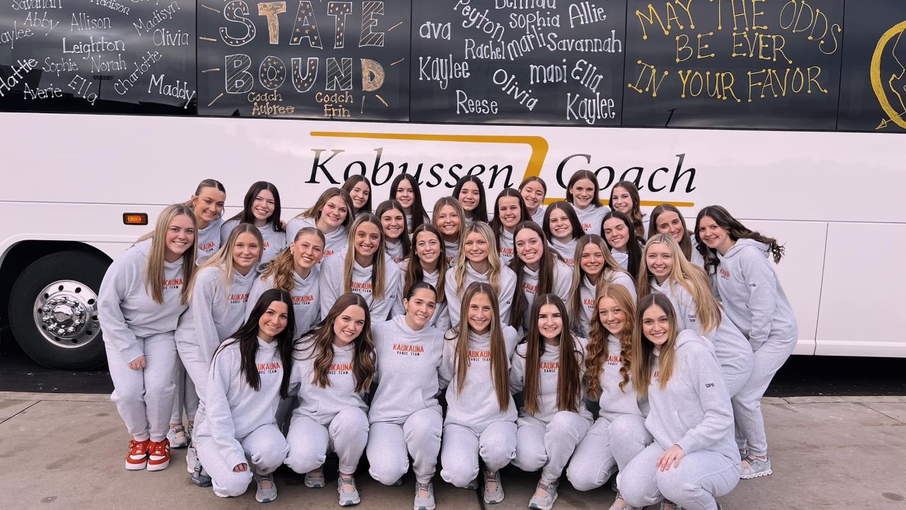 Staff, fellow students and the Kaukauna High School band held a send off ceremony Friday morning for the varsity dance team as they head to state competition Saturday in La Crosse.