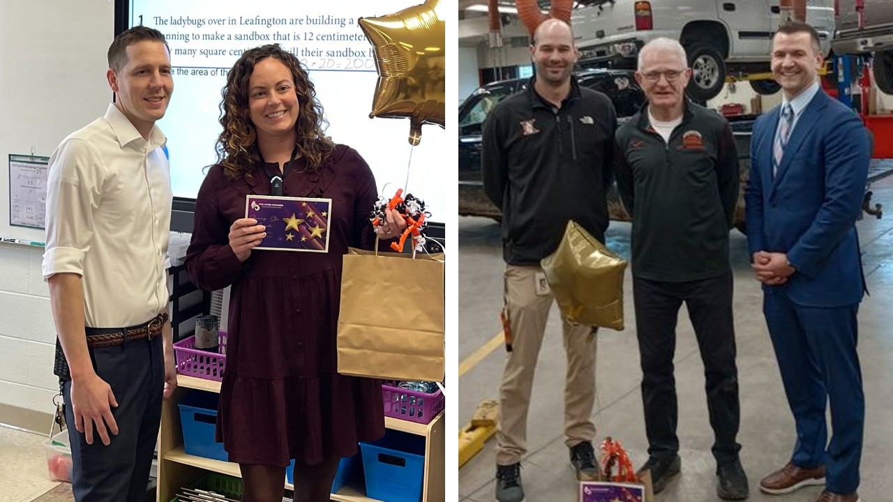 Michelle Mees, fifth grad math teacher at River View Middle School and Dan Van Boxtel, a Tech-Ed teacher at Kaukauna High School are being recognized as 2024 Excellence in Education Shining Star award winners.