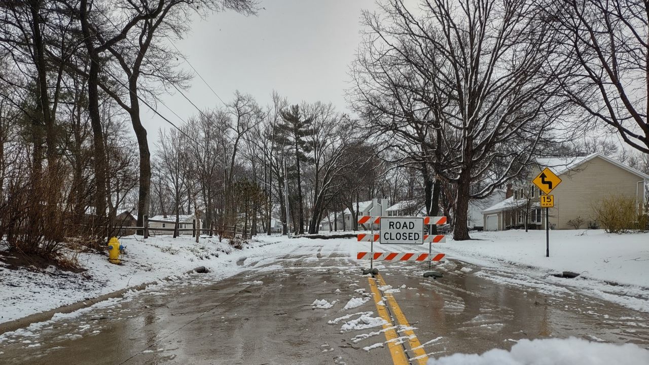 Photo courtesy National Weather Service. The snow and strong winds took a tree down on Indian Hill Road in Green Bay. Power was out for most of Door county Wednesday morning.