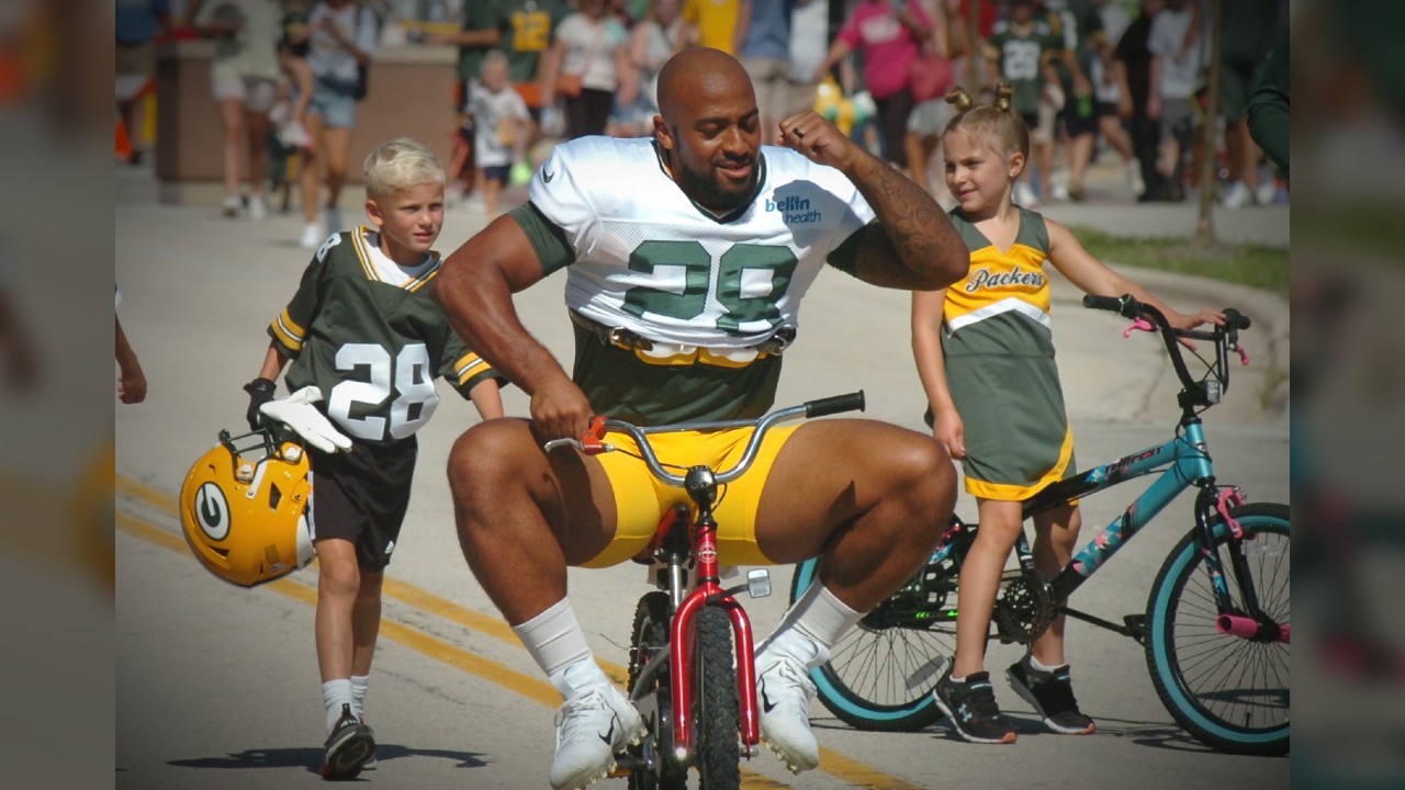 Packers running back A.J. Dillon at training camp. File photo by Dan Plutchak/Kaukauna Community News