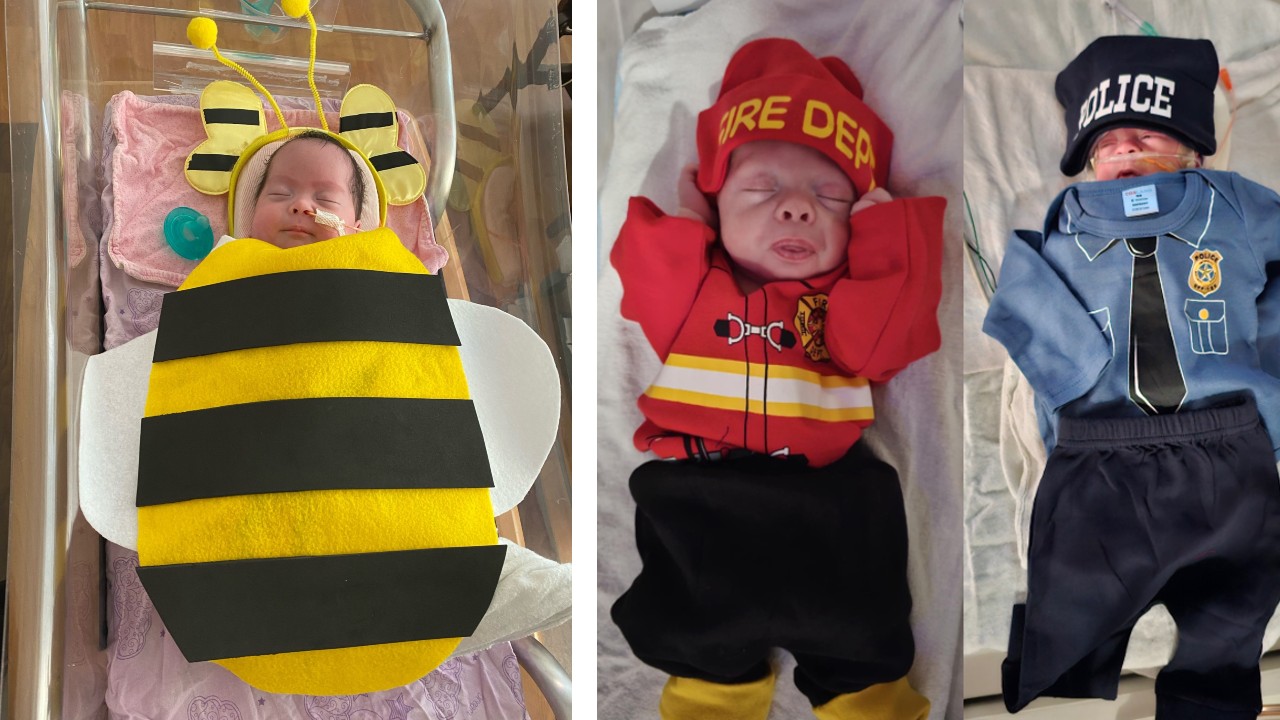 Babies in the Neonatal Intensive Care Units (NICU) are dressing up for their first Halloween.