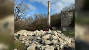 Limestone boulders will be used in the waterfall area near the lime kilns at High Cliff State Park. Friends of High Cliff State Park photo