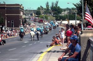 The parade route went up the Lawe Street bridge during Kaukauna's centennial parade in 1985
