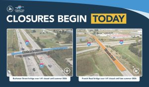 Road closures over I-41 in Fox Valley begin today
